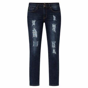 NWT B.O.B. Jeans Style B0-B1 Distressed Skinny Dark Wash Jeans Junior Size 7/8